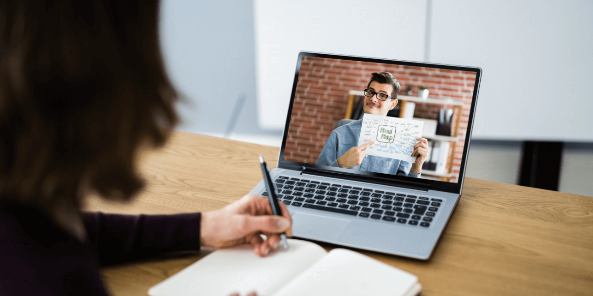 People using virtual event platform to attend an event